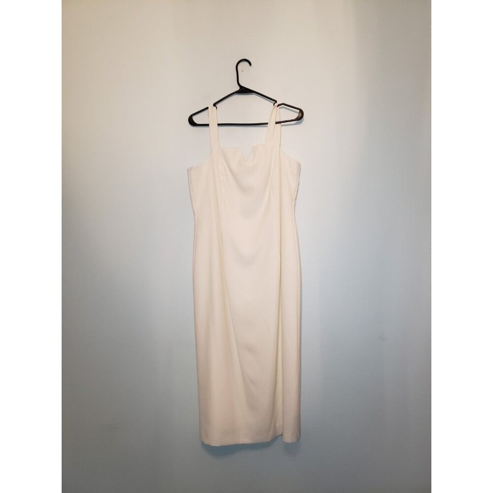 Caramia Womens 14 Midi Dress White Elegant Semi Formal Sleeveless Minimalist